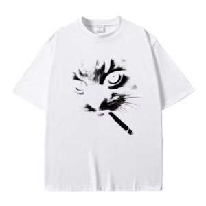 Funny Meme Smoking Cat Face Graphic T-Shirts Men Women Casual Vintage Tops Cats Lovers Gifts 3d Quick-Dry Parent-Child T-Shirts