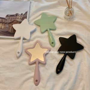 Kknar Star Pure Color Handheld Makeup Mirror Portable Creative Plastic Cosmetic Mirror Simple Design Compact Size for On-The-Go