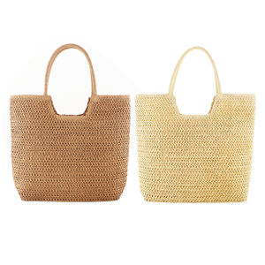 【NEW】 Ladies Summer Straw Tote Bag Solid Color Retro Handbag Large Capacity Casual Tote for Women
