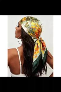 New 90cm Simulated Silk Square Scarf Women Floral Print Shawl for Lady Foulard Bandana Scarfs Female Neckerchief Hijab Scarves