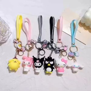 TAIYO Aksesoris Gantungan Kunci Karakter Sanrio Keychain Tas Ring Silikon Cute