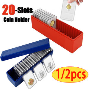 Plastic 20-slot Coin Slab Holder Storage Box Case for PCCB NGC Commemorative Coin Collection Organizer Collectors Supplies