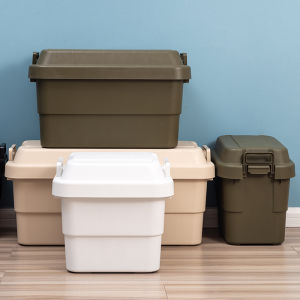 กล่องเก็บของพลาสติกสำหรับใช้ในรถยนต์และกลางแจ้ง กล่องใส่ของแบบปิดพร้อมฝาปิด ความจุขนาดใหญ่ 30L สำหรับใช้ในฤดูร้อนและฤดูใบไม้ร่วง