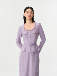 Koradior | Elegant Lace Pearl-Trimmed Knitted Top Square Neck