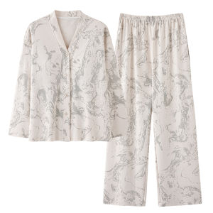 Áo ngủ nữ MiiOW bằng cotton tay dài cổ chữ V rộng rãi