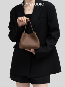 He Yi Womens Small Handbag Bucket Bag Casual Simple Style Double Shoulder Strap Magnetic Buckle Closure Soft PU Leather Handbag