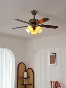 NSWR | Silent Mid-century Style Fan Light Walnut Wood Texture Full Spectrum Eye Protection Dining Room Pendant Light