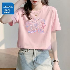Jeanswest | Pink Crew Neck 100% Cotton Short Sleeve T-shirt