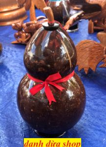 Có Video - Bình Hồ Lô bằng gáo dừa - hồ lô đựng rượu - mỹ nghệ dừa Bến Tre -  DANH DUA SHOP