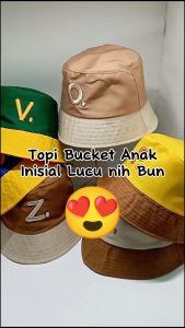 Topi Bucket Anak Perempuan Laki Laki Bordir Inisial Alfabet A sampai Z
