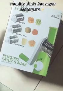 SHENAR BISA COD PENGGILING DAN PENGIRIS PARUTAN PUTAR BUAH SAYUR DAN BUMBU MANUAL 3 PISAU 1 HANDLE SERBAGUNA/ PENGIRIS SAYUR BUAH PUTAR - RED SHENARCORNER168