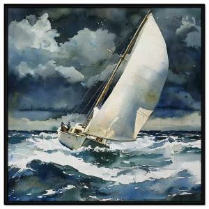 Tranh phong cảnh thuyền và biển màu nước. Tranh treo tường dán tường canvas trang trí. CGI-1911