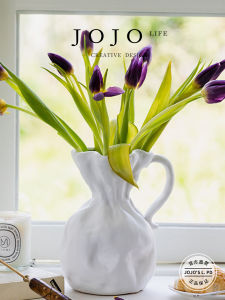 Modern Simplicity JOJOS Ceramic Flower Vase Middle-aged Style Home Decoration Ornaments Tabletop Irregular Shape Living Room