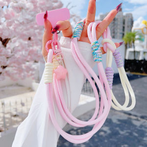 Personalized Trend Double Color Mobile Phone Universal Lanyard Diagonal Span Long Rope Shoulder Strap Rope Fashion Safety Rope
