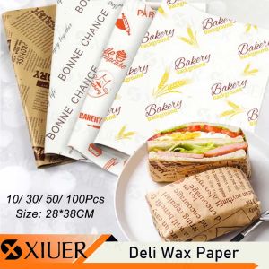 10/50/100Pcs Greaseproof Food Paper 28x38cm Deli Baking Paper Waterproof Sandwich Wrapping Sheets Food Basket Liners Wax Paper Newsprint Newspaper Theme Wrappers Paper for Cheese Picnic Party and Holiday