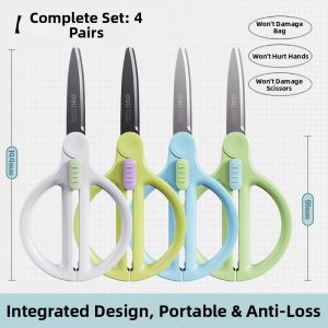deli | Retractable Safe Childrens Scissors Round Head for Crafting and Package Opening