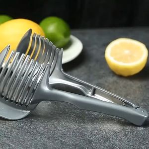 Multifunctional Zinc alloy Lemon Slicer Clipper Handheld Cutter Food Tong Tomato Vegetable Slicing Kitchen Tool 锌合金柠檬切片器