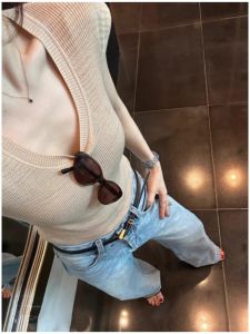 SHUQINGLAI | Elegant Slim Fit Ice Silk Knitted T-shirt U Neck