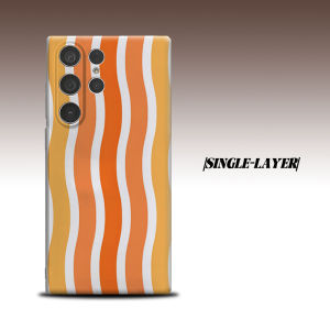 Orange Yellow Wavy Stripe For Samsung Galaxy S26 S25 S24 A56 A36 Dual Layer Luxury Fashion Full Lens Protective Case