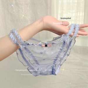 YAOYAO BESTIE | Original Lace Transparent High Elastic Mesh See-through Shorts Blue