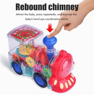 Electric Universal Walking Transparent Small Train Gear Car Colorful Lighting Music Toys Learning Toys Childrens Gifts