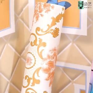 Wallpaper Stiker Dinding Ruang Tamu Batik Gold Emas Mewah 75m Lebar 45cm