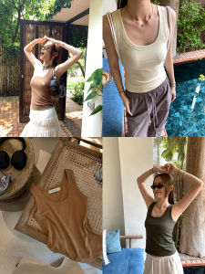 Slimming Effect Comfortable Casual U-Neck Womens Vest Breathable Elastic Cotton Polyester Summer Top Fashion Commute Style