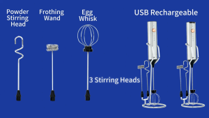 Máy Đánh Trứng Điện Có Thể Sạc Lại 1500mAh Máy Đánh Bọt Sữa Cầm Tay 5 Trong 1 3 Đầu Khuấy Đa Năng Thép Không Gỉ Tốc Độ Cao Tiện Dụng Máy Đánh Bọt Cà Phê Chính Hãng – Phụ Kiện Nhà Bếp Tiện Lợi Cho Pha Chế Latte Cappuccino Matcha