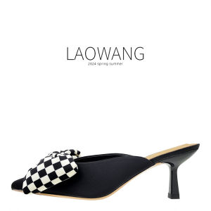 Dép Xỏ Ngón Cao Gót Buộc Nơ Kiểu Pháp Mùa Hè 2024 Dép Xỏ Ngón Đế Cao Bằng Cao Su Lót Da Lợn Siêu Mịn Cho Nữ