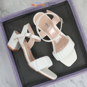 Giày Sandal cao gót quai xếp ly gót vuông 5 phân thời trang có Big size 42 43 MS G1369