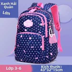 Ba Lô Cho Bé Gái Ba Lô Hoa Hải Quân Chống Thấm Nước Dành Cho Trẻ Em Học Sinh Tiểu Học Tuổi Teen Họa Tiết Trái Cây Dễ Thương Dây Kéo Đóng Túi Sách