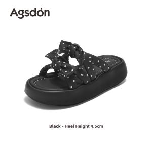 Agsdon | Thick Sole Women Slippers Black Polka Dot