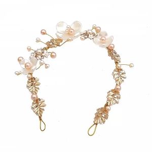 Bridal Hair Accessories Pearl Ceramic Gold Child Headband Girls Princess Pearl Hoop Headband Hair Bridal Crown Hairband