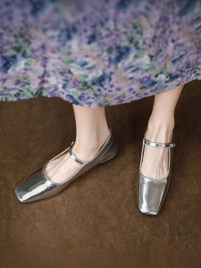 French Vintage Silver Buckle Strap Open Toe Flat Bottom Mary Jane Shoes Womens Fashion Spring Autumn New Style Low Heel Loafers