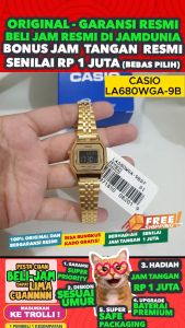CASIO ORIGINAL - CASIO LA-680WGA-9BDF - Digital Vintage - NEW - WOMEN - Stainless - Gold - Jam dunia JD19ST # Jam Tangan Wanita Cewek Anti Air Digital Analog + CASIO LA 680WGA 9B LA-680WGA 680 WGA LA680 LA-680 LA680WGA LA-680WGA-9B $ WR0 STS KC7 EM7