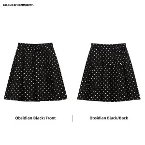 JNXS | Vintage High-Density Nylon Flared Skirt with Polka Dot Print
