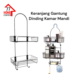 Keranjang Gantung Dinding Keranjang Shower Kawat Anti Karat 2 Tumpuk Kamar Mandi