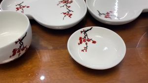 Bộ bát cúng gia tiên hoa đào Tết 21 món men sứ cao cấp