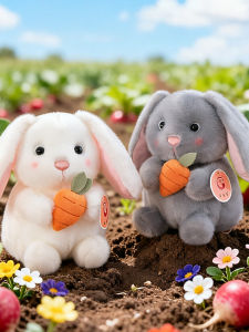 QIAOSHANG | Cute and Chubby Round-Eared Bunny Plush Stuffed Animal