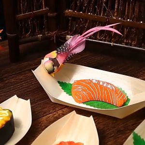 (ส่งเร็วจากกรุงเทพ) กระทงเยื่อไม้ ทรงเรือ จานใส่อาหารญี่ปุ่น Food Grade Sushi Boat จานเรือเยื่อไม้