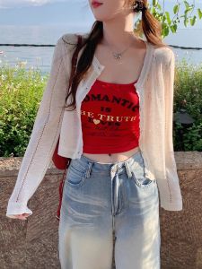 Gray Knitted Cardigan Thin Womens Summer Strap Dress Outer Sun Protection Coat Knitted Outerwear Air Conditioning Shirt