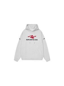 Simpleq American Style Letter Print Color Block Hoodie Casual Loose Fit Sweatshirt for Teens Autumn Winter Fashion Streetwear