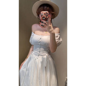 Homecore | Chic Pinched Waist French Style White Dress