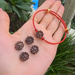 Q1597 Charm hoa sen Trầm Hương Sánh Chìm sẵn lỗ xâu mix vòng: loại lỗ 1li và lỗ 2li không kén mệnh - Phong Thuỷ TUDO P