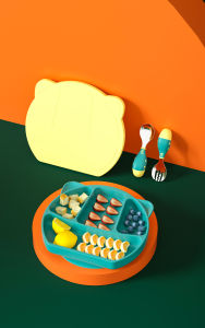 Bajalee | Suction Plate with Sections Learning to Eat Spoon for Babies Set