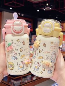 แก้วดื่มน้ำสแตนเลสแบบมีกินได้พร้อมตะไบสำหรับเด็กและเยาวชน แก้วดื่มแบบถือพกพาได้สำหรับผู้ชายและผู้หญิง วัสดุ PP ทนทานต่อการซัก