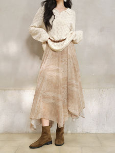 Irregular Vintage Print Half Skirt