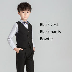 3pcs Gentlemen Suit for Baby Tuxedo Terno for Kids Boys Suit 2-14 Yrs Americana Suit For Kids Boys Formal Wear Gentleman Suits Jacket Blazer Pants Attire Set Outfit Kids Tuxedo Party Concert Piano Performance Costume