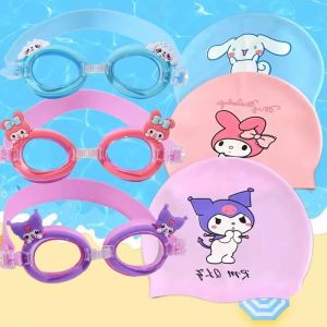 Cartoon Childrens Cinnamoroll Swimming Goggles Anime Sanrio Kuromi Melody Cute Boys and Girls Diving Goggles Waterproof and Anti Fog Swimming Glasses