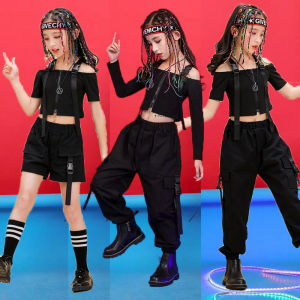 Trang Phục Khiêu Vũ Đường Phố Dành Cho Nữ Phong Cách Hip Hop Trang Phục Biểu Diễn Trẻ Em Pure Cotton Vải Bông Belly-Baring Thời Trang Diễn Trình Diễn Thời Trang Mát Mẻ
